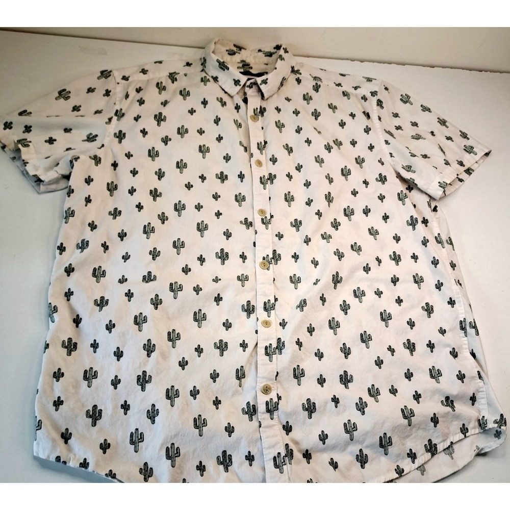 Cactus All Over Print Shirt Mens M Slim Fit Casual Button Up by George Fun